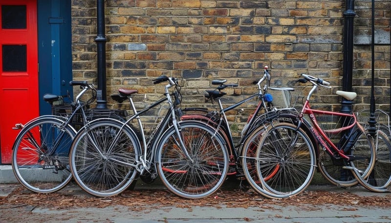 Bicycles against a wall