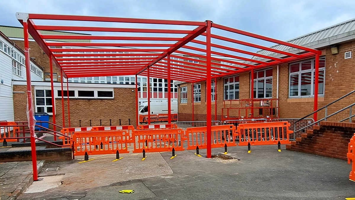 large dining canopy installed at a secondary school