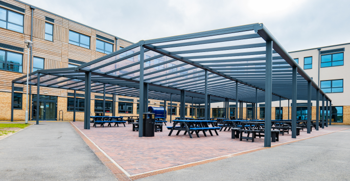 Large canopy over dining tables